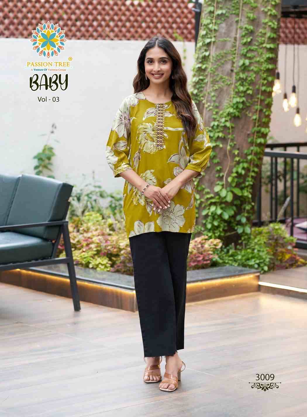Baby Vol-3 By Passion Tree 3001 To 3010 Series Beautiful Stylish Fancy Colorful Casual Wear & Ethnic Wear Heavy Rayon Slub Tops At Wholesale Price