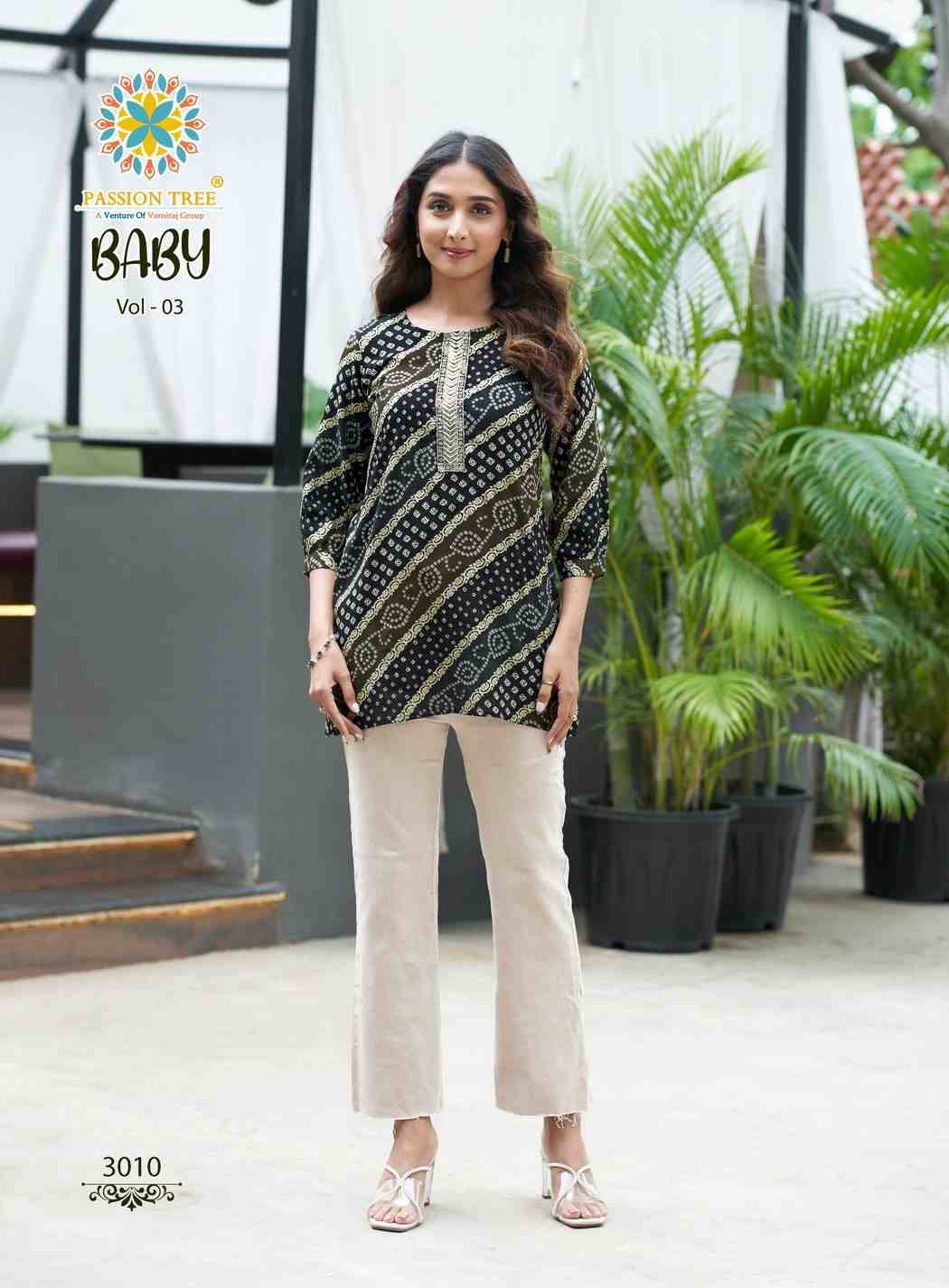 Baby Vol-3 By Passion Tree 3001 To 3010 Series Beautiful Stylish Fancy Colorful Casual Wear & Ethnic Wear Heavy Rayon Slub Tops At Wholesale Price