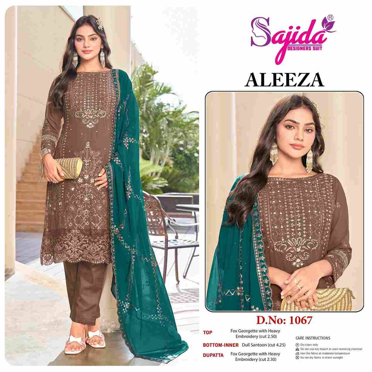 Aleeza By Sajida Designer Suit 1066 To 1068 Series Designer Pakistani Suits Beautiful Fancy Stylish Colorful Party Wear & Occasional Wear Faux Georgette With Embroidery Dresses At Wholesale Price