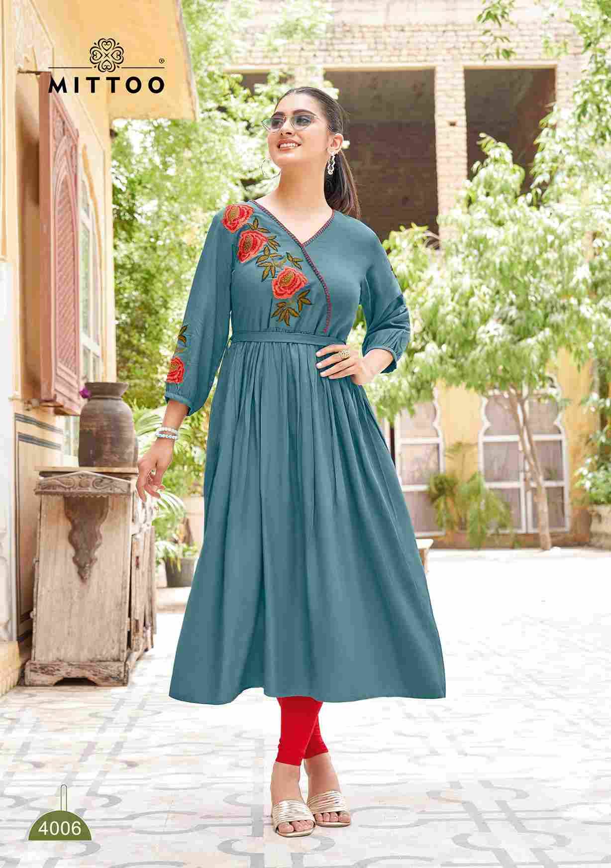 Nora By Mittoo 4001 To 4006 Series Designer Stylish Fancy Colorful Beautiful Party Wear & Ethnic Wear Collection Rayon Kurtis At Wholesale Price