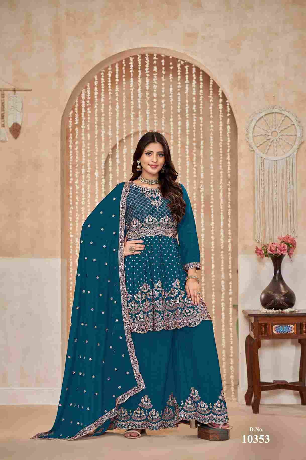 Anjubaa Vol-35 By Fashid Wholesale 10351 To 10354 Series Designer Sharara Suits Beautiful Fancy Colorful Stylish Party Wear & Occasional Wear Chinnon Dresses At Wholesale Price