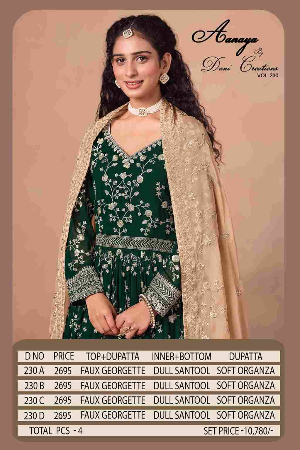 Aanaya Vol-230 By Twisha 230-A To 230-D Series Designer Anarkali Suits Beautiful Fancy Colorful Stylish Party Wear & Occasional Wear Faux Georgette Dresses At Wholesale Price