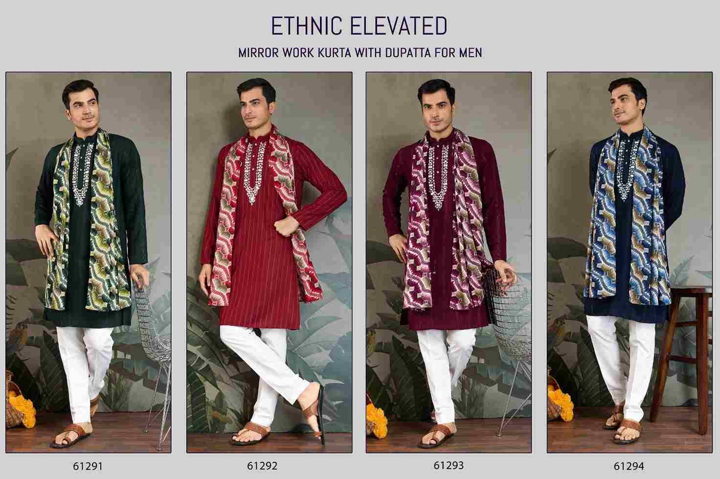Ethnic Elevated By Shubhvastra 61291 To 61294 Series Beautiful Colorful Stylish Fancy Casual Wear & Ethnic Wear & Ready To Wear Pure Viscose Kurtas With Dupatta At Wholesale Price
