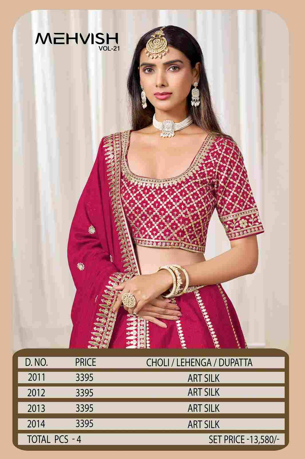 Mehvish Vol-21 By Fashid Wholesale 2011 To 2014 Series Designer Beautiful Collection Occasional Wear & Party Wear Art Silk Lehengas At Wholesale Price
