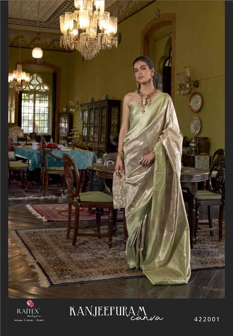 Kanjeepuram Canva By Raj Tex 422001 To 422006 Series Indian Traditional Wear Collection Beautiful Stylish Fancy Colorful Party Wear & Occasional Wear Silk Sarees At Wholesale Price