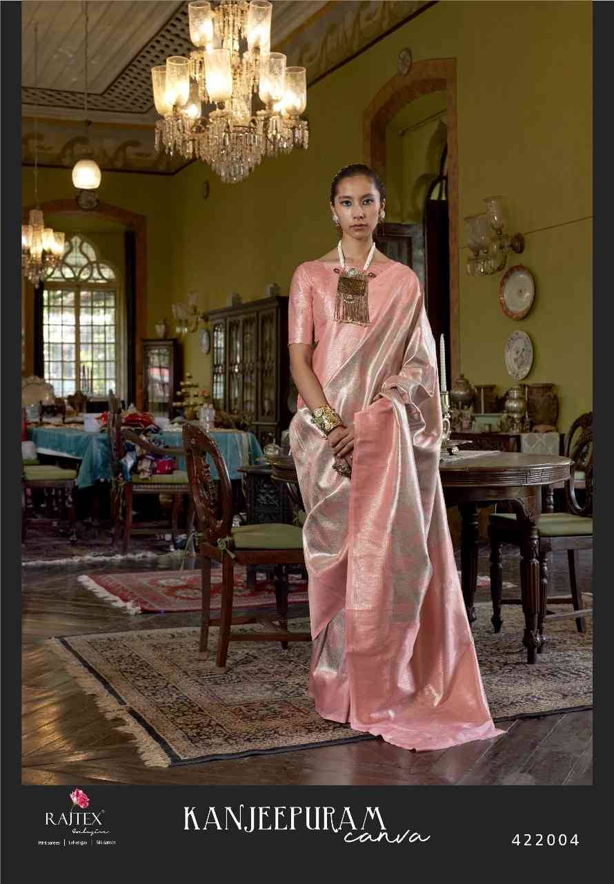 Kanjeepuram Canva By Raj Tex 422001 To 422006 Series Indian Traditional Wear Collection Beautiful Stylish Fancy Colorful Party Wear & Occasional Wear Silk Sarees At Wholesale Price