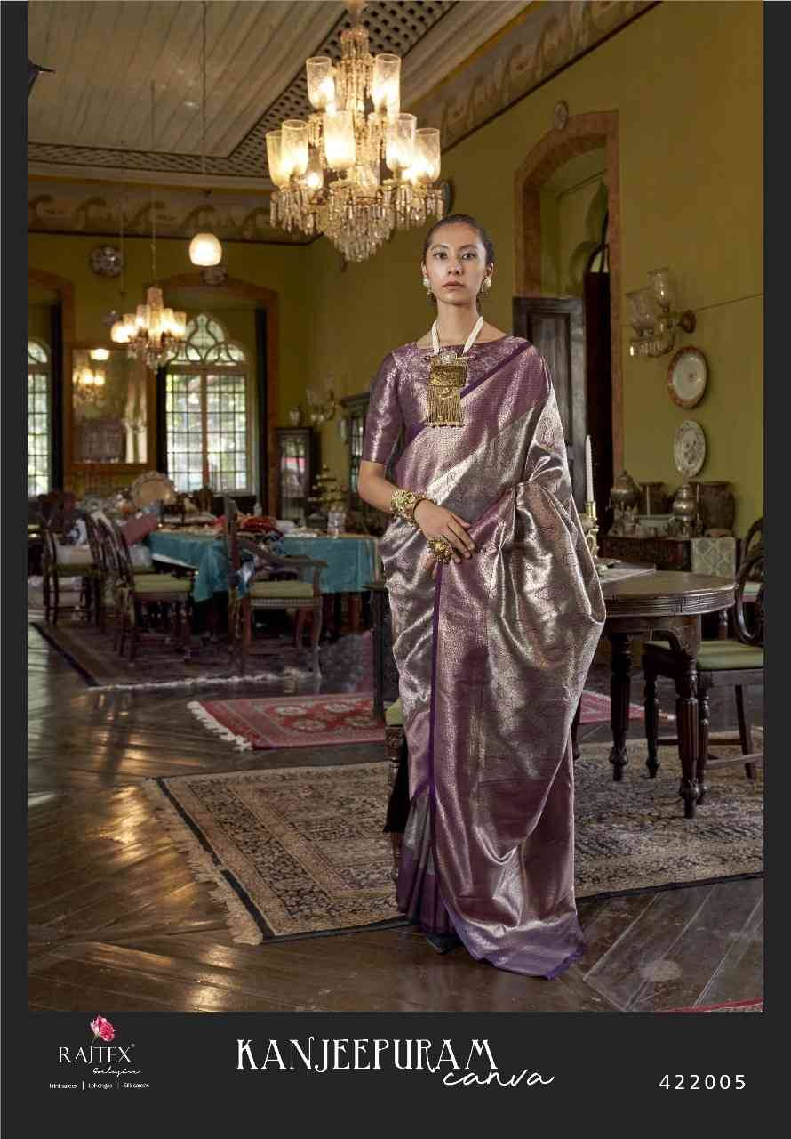 Kanjeepuram Canva By Raj Tex 422001 To 422006 Series Indian Traditional Wear Collection Beautiful Stylish Fancy Colorful Party Wear & Occasional Wear Silk Sarees At Wholesale Price
