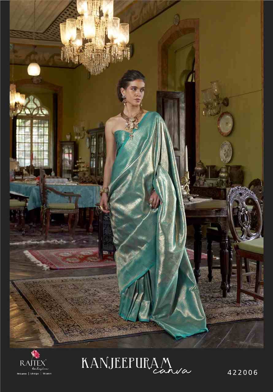 Kanjeepuram Canva By Raj Tex 422001 To 422006 Series Indian Traditional Wear Collection Beautiful Stylish Fancy Colorful Party Wear & Occasional Wear Silk Sarees At Wholesale Price