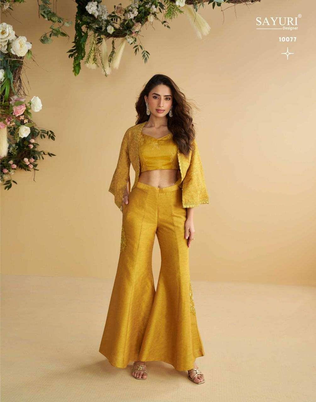 Nitya By Sayuri 10077 To 10079 Series Designer Beautiful Festive Collection Occasional Wear & Party Wear Pure Silk Crop Top With Bottom And Jacket At Wholesale Price