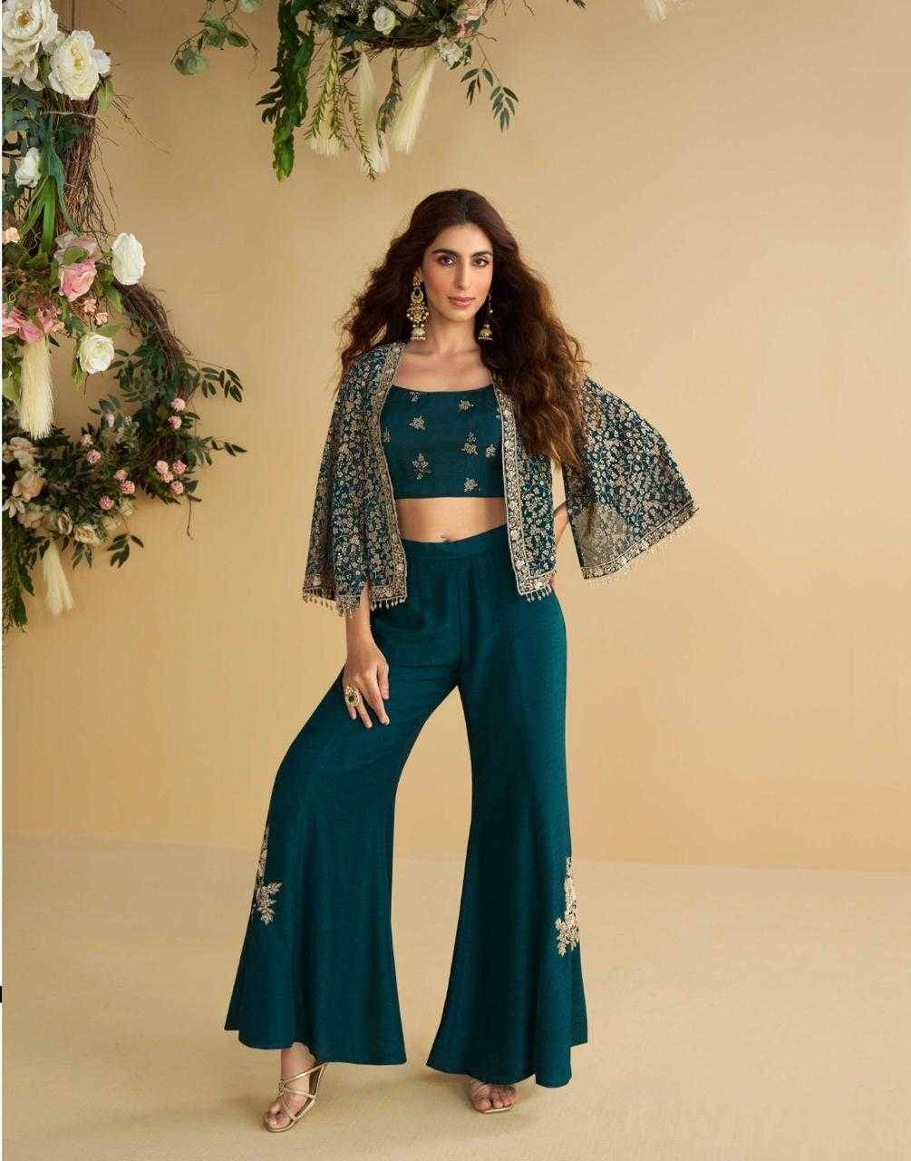 Nitya By Sayuri 10077 To 10079 Series Designer Beautiful Festive Collection Occasional Wear & Party Wear Pure Silk Crop Top With Bottom And Jacket At Wholesale Price