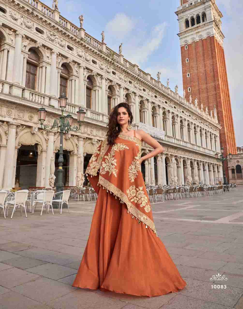 Crown By Sayuri 10082 To 10084 Series Designer Beautiful Festive Collection Occasional Wear & Party Wear Pure Crepe Crop Top With Bottom At Wholesale Price
