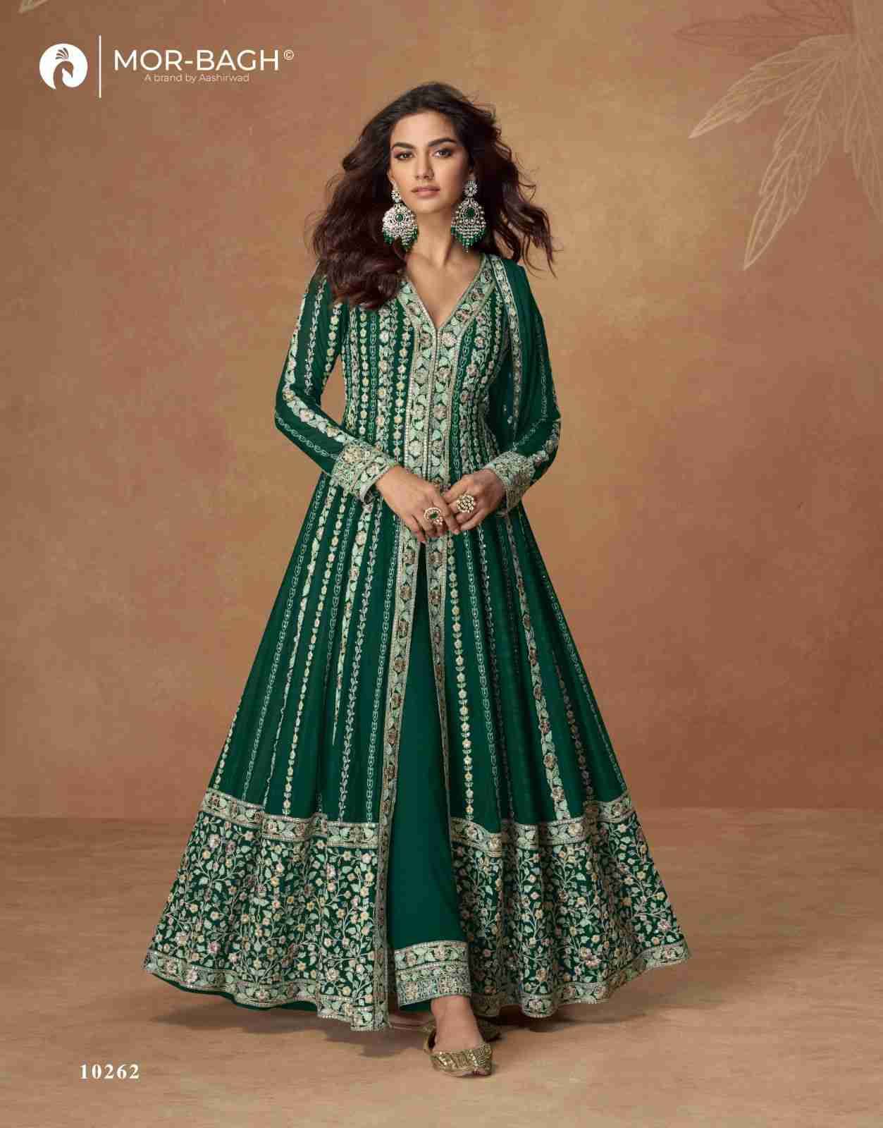 Mehar By Mor-Bagh 10262 To 10264 Series Designer Anarkali Suits Beautiful Fancy Colorful Stylish Party Wear & Occasional Wear Chinnon Silk/Georgette Dresses At Wholesale Price