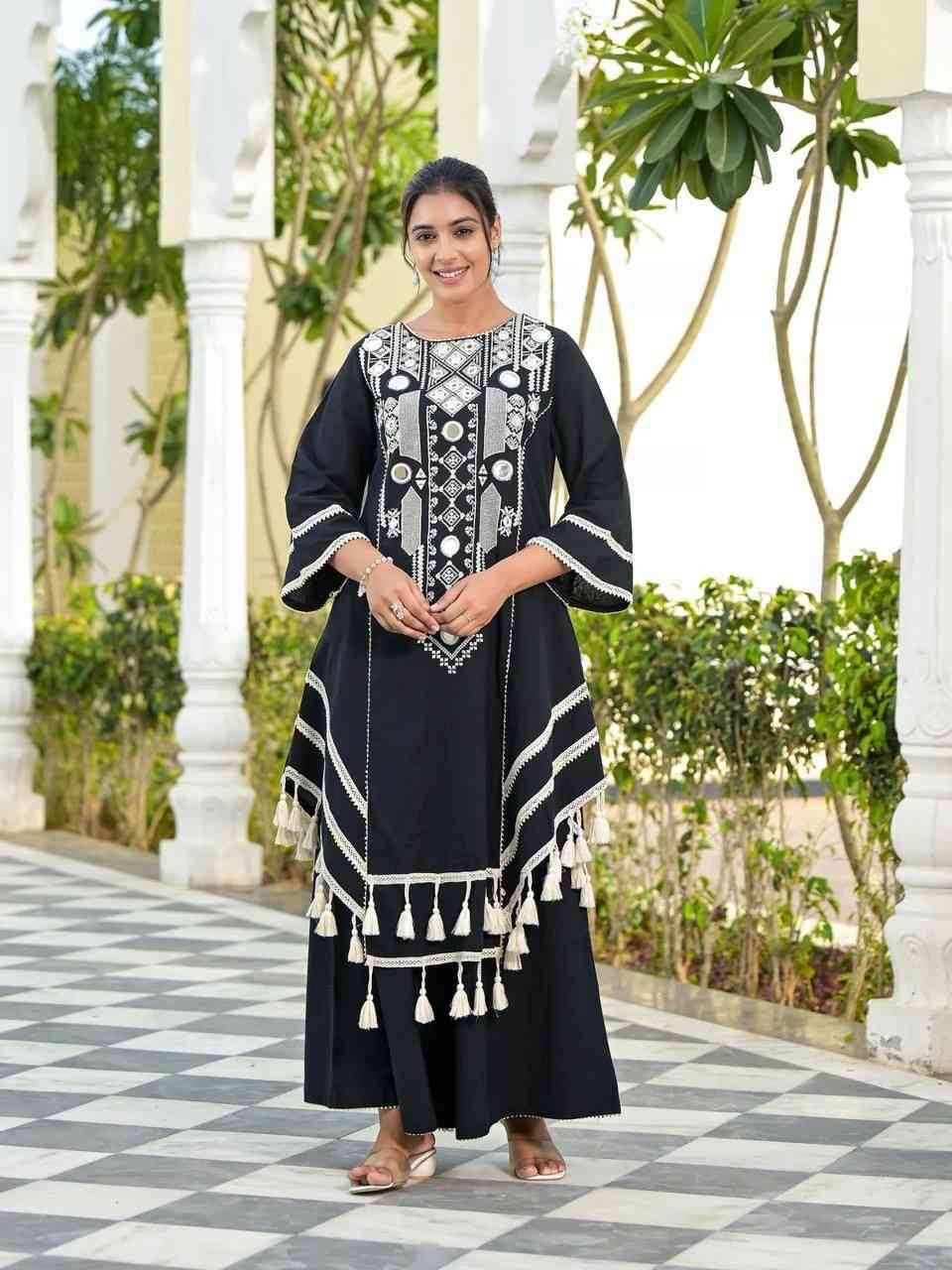 R-5910 By Fashid Wholesale Beautiful Stylish Fancy Colorful Casual Wear & Ethnic Wear Rayon Cotton Dresses With Bottom At Wholesale Price