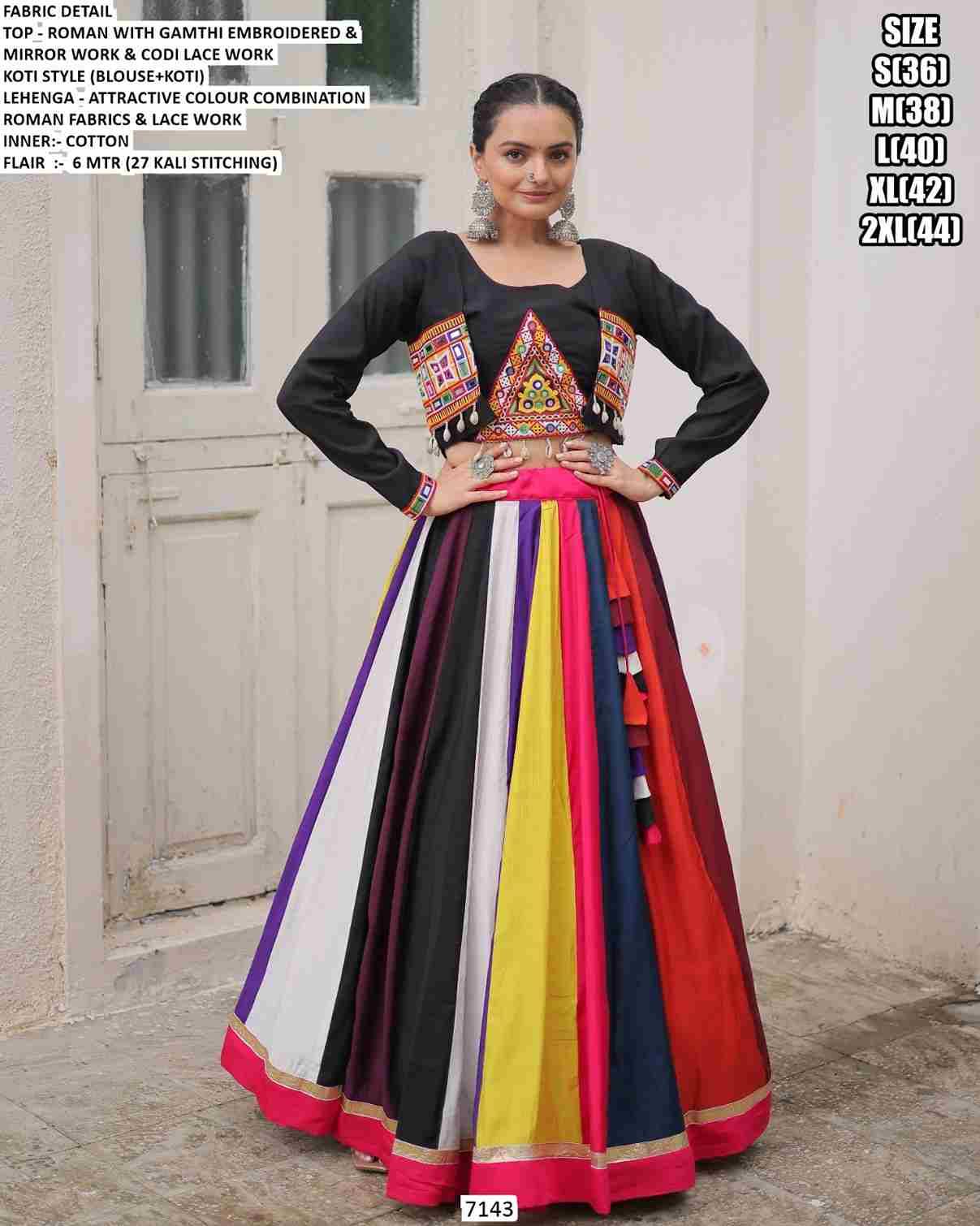 7143 By Fashid Wholesale Designer Beautiful Navratri Collection Occasional Wear & Party Wear Roman Crop Top With Bottom At Wholesale Price