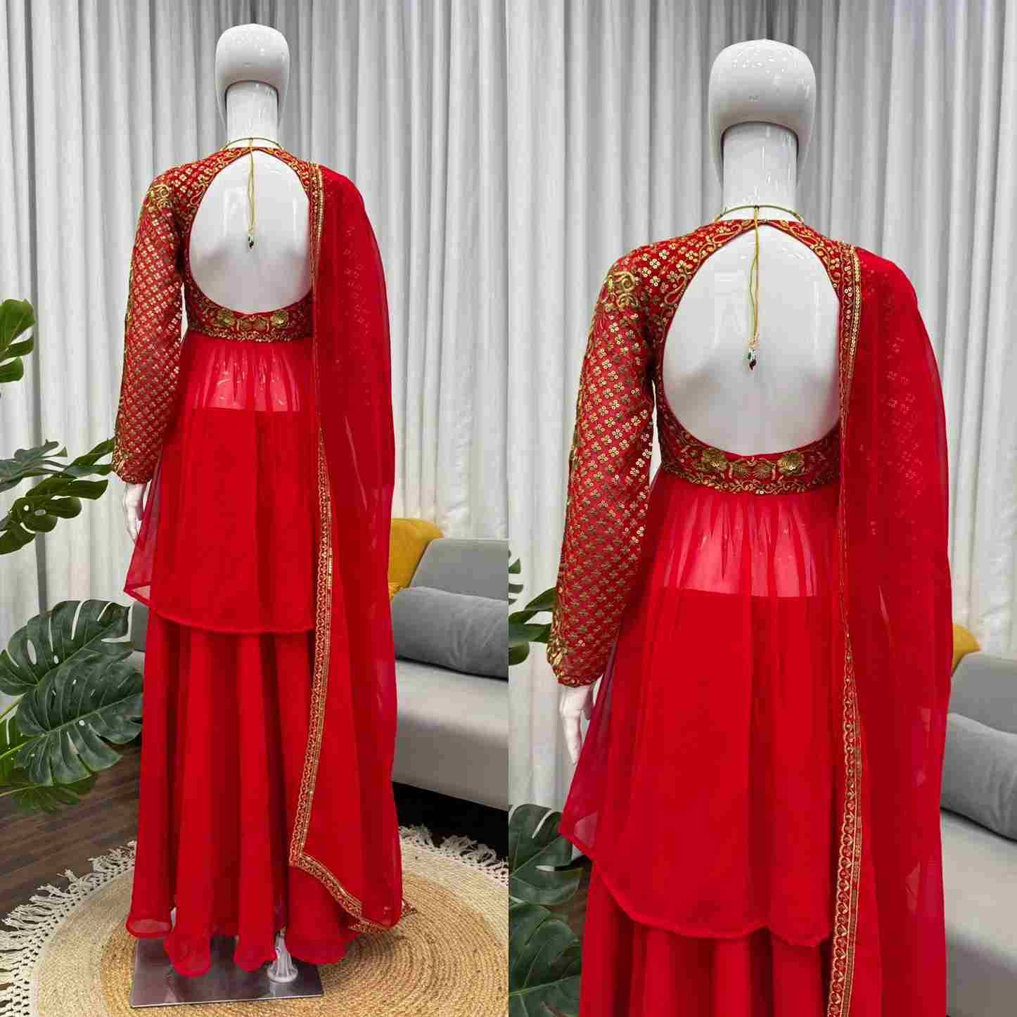 K-1524 By Fashid Wholesale Beautiful Stylish Fancy Colorful Casual Wear & Ethnic Wear Faux Georgette Dresses With Bottom At Wholesale Price