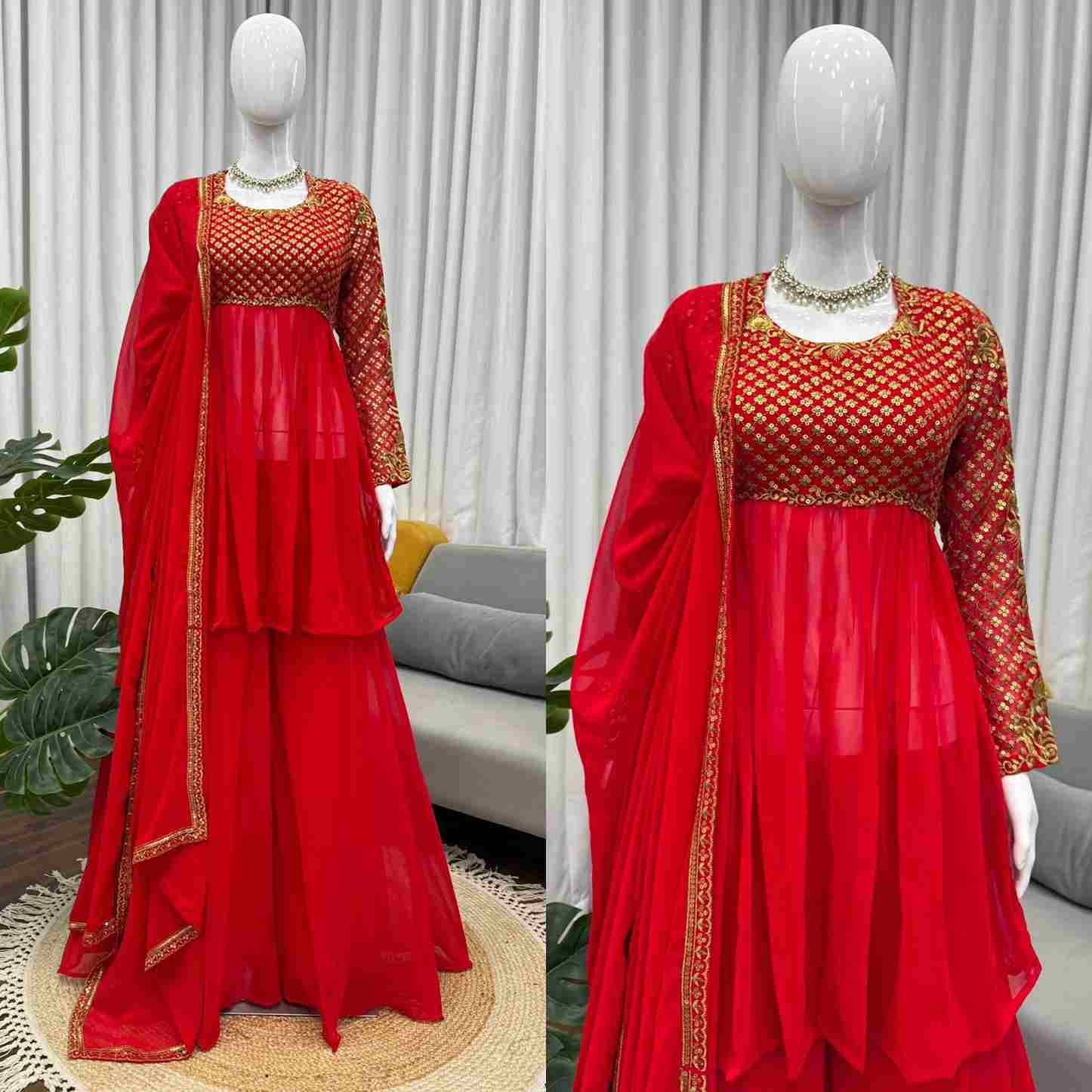 K-1524 By Fashid Wholesale Beautiful Stylish Fancy Colorful Casual Wear & Ethnic Wear Faux Georgette Dresses With Bottom At Wholesale Price