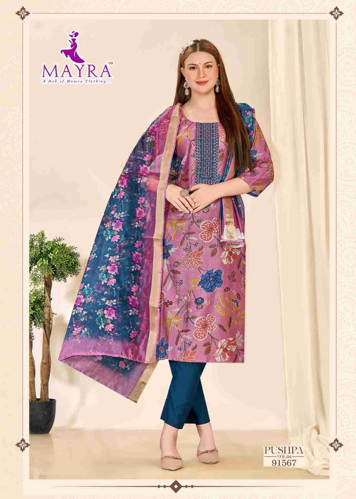 Pushpa Vol-4 By Mayra 91565 To 91572 Series Beautiful Stylish Festive Suits Fancy Colorful Casual Wear & Ethnic Wear & Ready To Wear Vertican Print Dresses At Wholesale Price