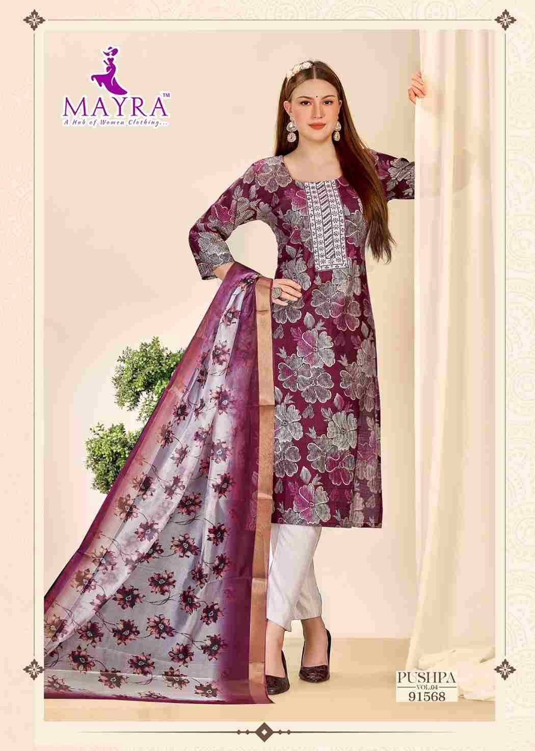 Pushpa Vol-4 By Mayra 91565 To 91572 Series Beautiful Stylish Festive Suits Fancy Colorful Casual Wear & Ethnic Wear & Ready To Wear Vertican Print Dresses At Wholesale Price