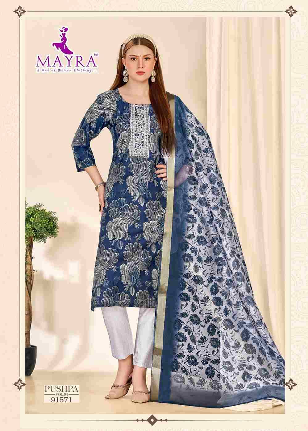 Pushpa Vol-4 By Mayra 91565 To 91572 Series Beautiful Stylish Festive Suits Fancy Colorful Casual Wear & Ethnic Wear & Ready To Wear Vertican Print Dresses At Wholesale Price