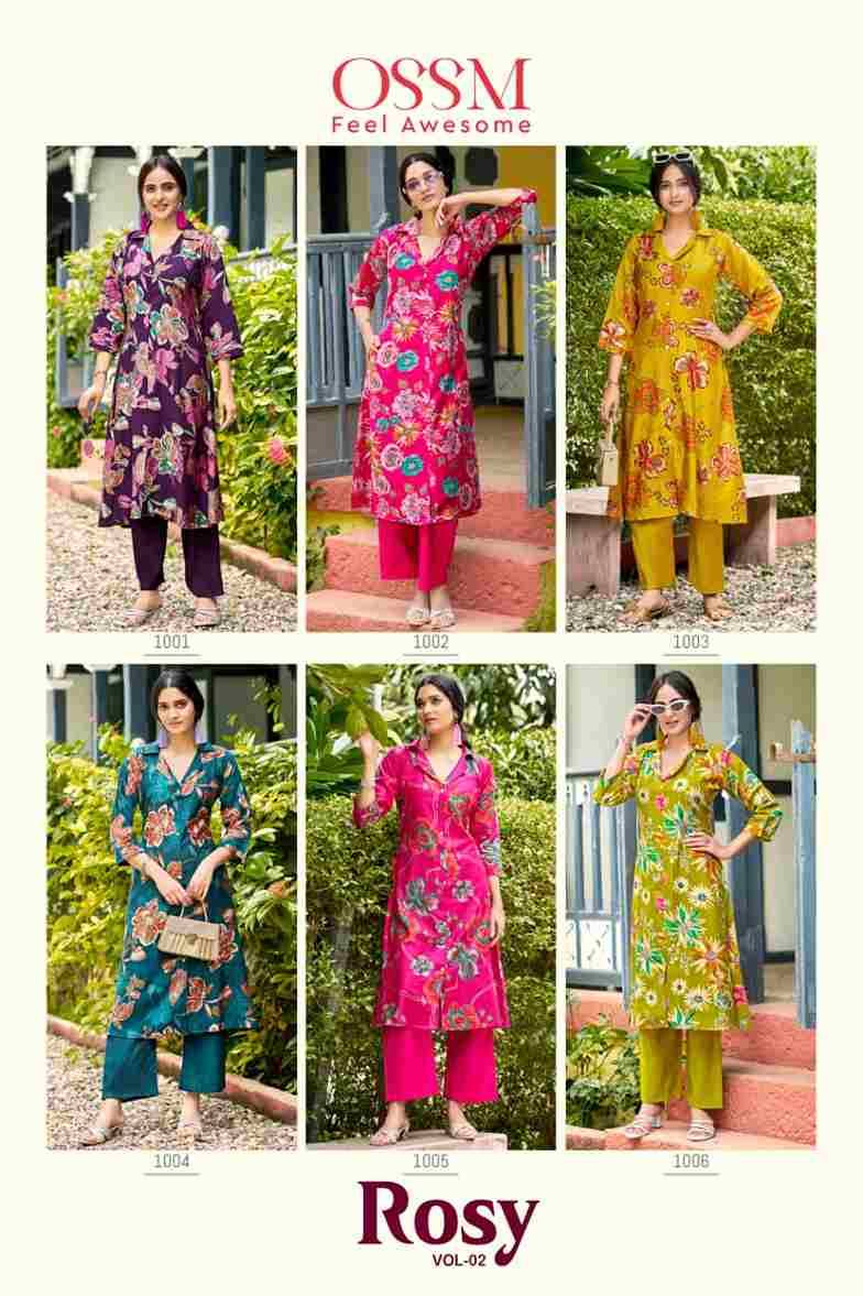Rosy Vol-2 By Ossm 1001 To 1006 Series Designer Stylish Fancy Colorful Beautiful Party Wear & Ethnic Wear Collection Vatican Kurtis With Bottom At Wholesale Price