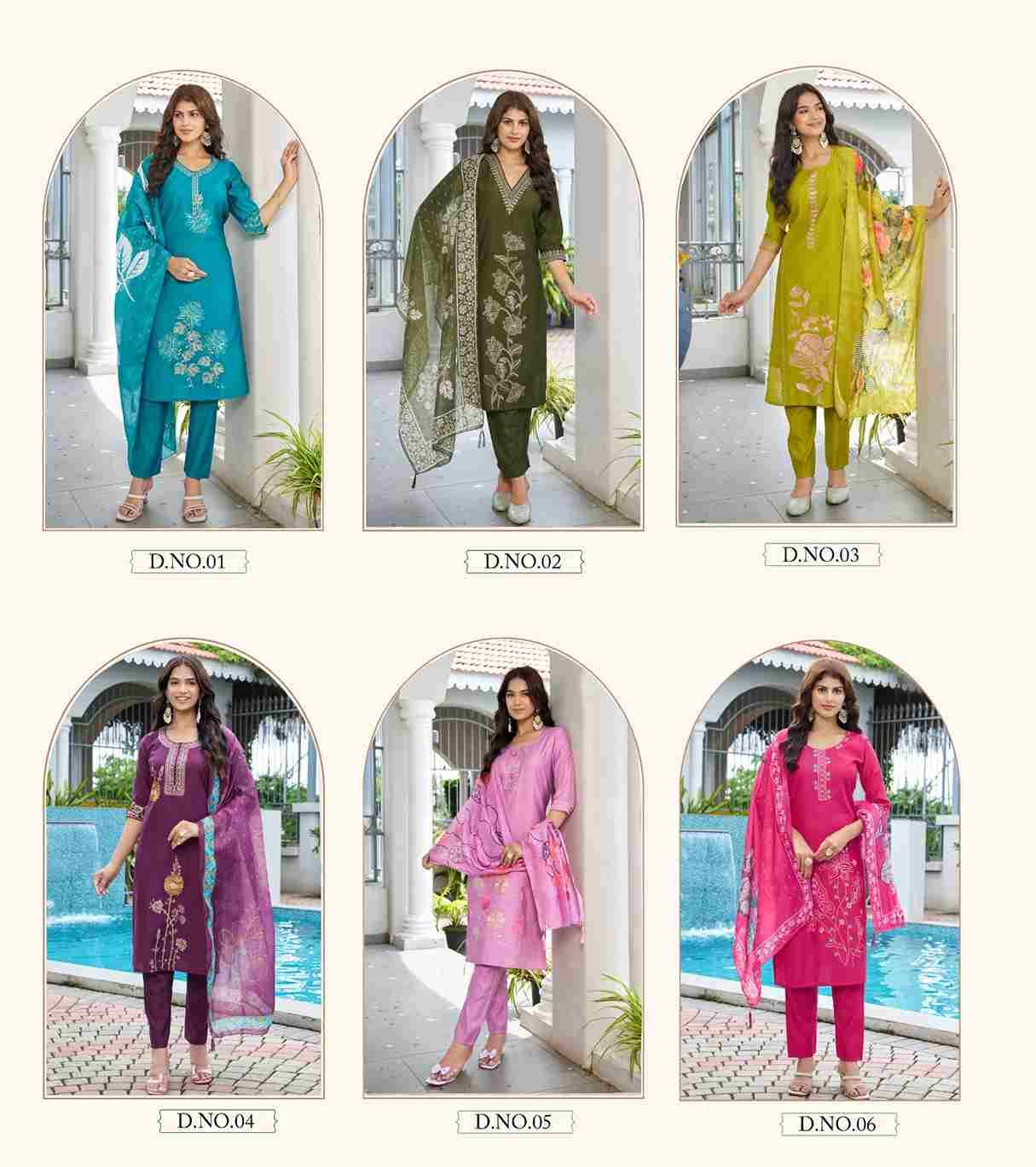 Siyara By Rare Lily Combo Set 01 To 06 Series Beautiful Stylish Festive Suits Fancy Colorful Casual Wear & Ethnic Wear & Ready To Wear Silk Print Dresses At Wholesale Price