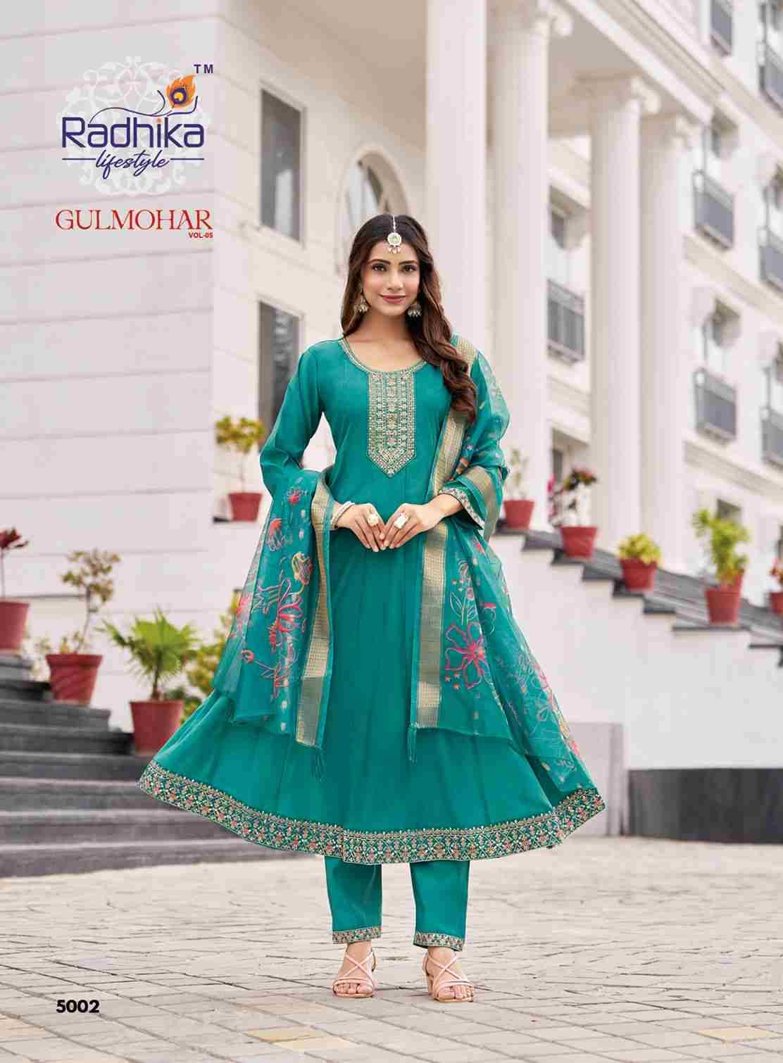 Gulmohar Vol-5 By Radhika Lifestyle 5001 To 5006 Series Beautiful Festive Suits Colorful Stylish Fancy Casual Wear & Ethnic Wear Roman Silk Dresses At Wholesale Price