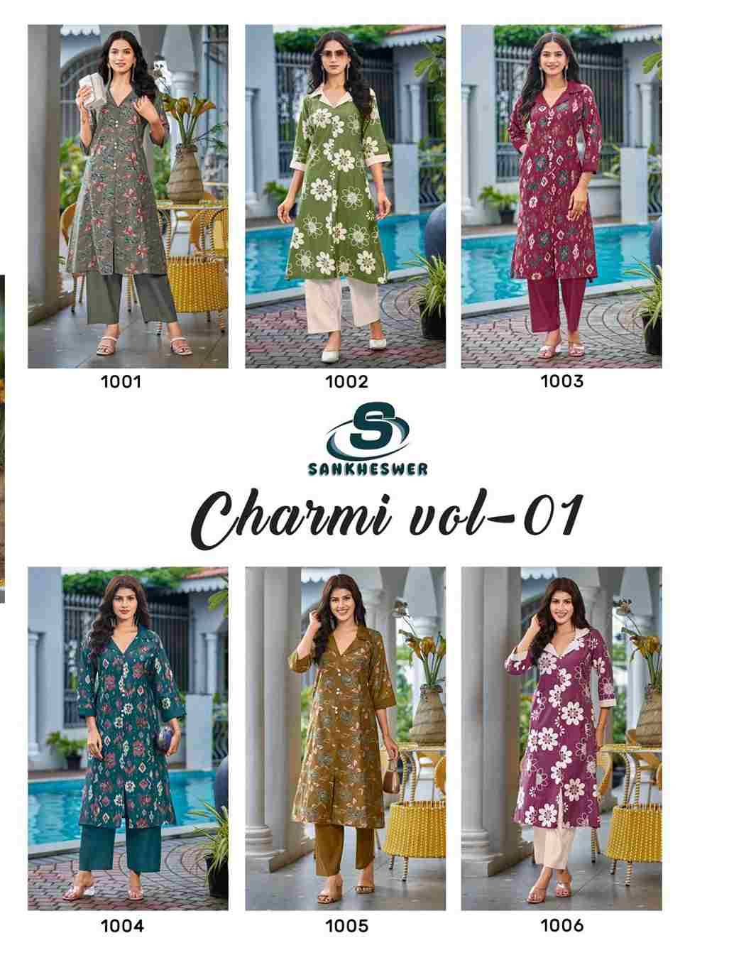 Charmi Vol-1 By Sankheswer 1001 To 1006 Series Designer Stylish Fancy Colorful Beautiful Party Wear & Ethnic Wear Collection Vertican Kurtis With Bottom At Wholesale Price