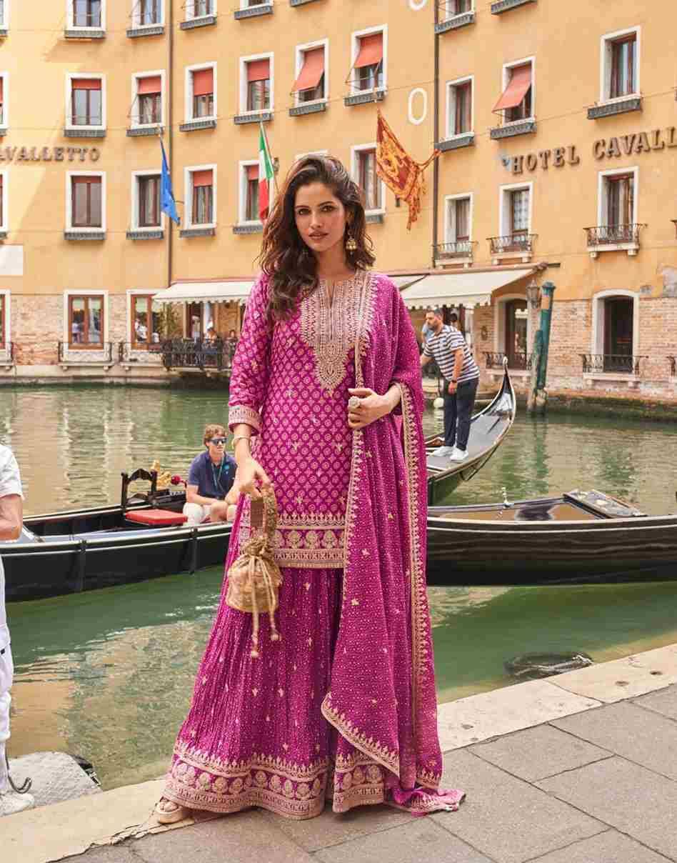 Meena By Sayuri 5854 To 5856 Series Designer Sharara Suits Beautiful Fancy Colorful Stylish Party Wear & Occasional Wear Heavy Chinnon Silk Dresses At Wholesale Price