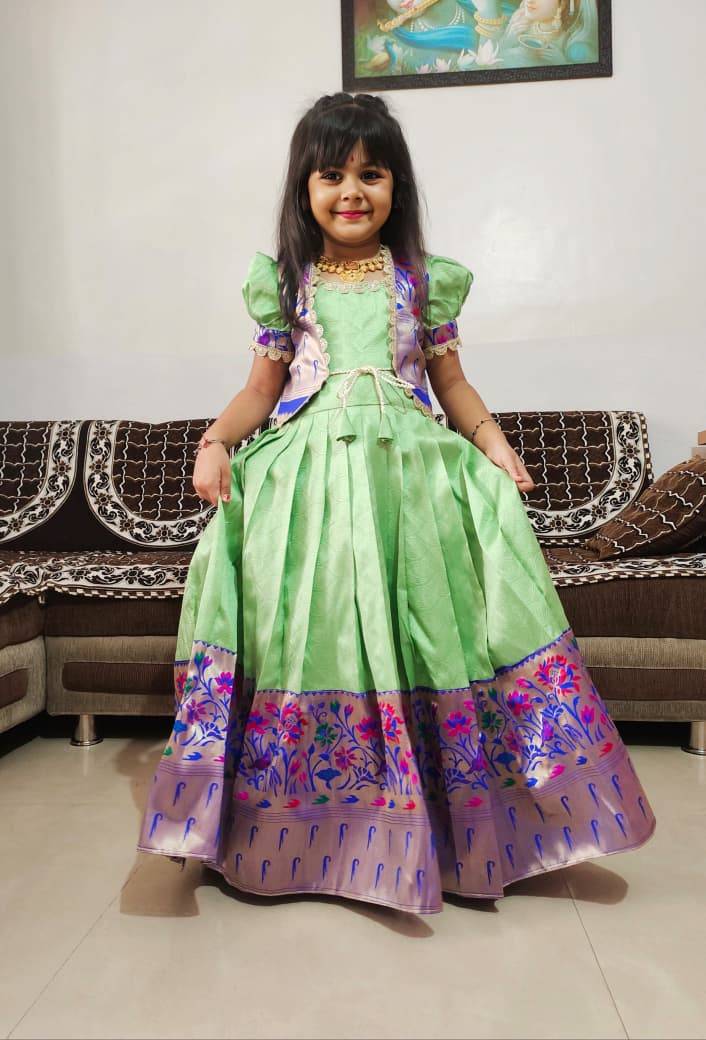 Pv-Kids Gown Vol-12 By Fashid Wholesale 01 To 05 Series Designer Beautiful Collection Occasional Wear & Party Wear Pure Kanjivaram Silk Gowns At Wholesale Price