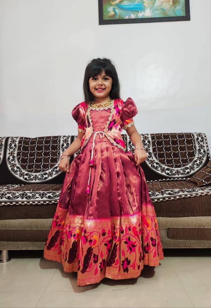 Pv-Kids Gown Vol-12 By Fashid Wholesale 01 To 05 Series Designer Beautiful Collection Occasional Wear & Party Wear Pure Kanjivaram Silk Gowns At Wholesale Price