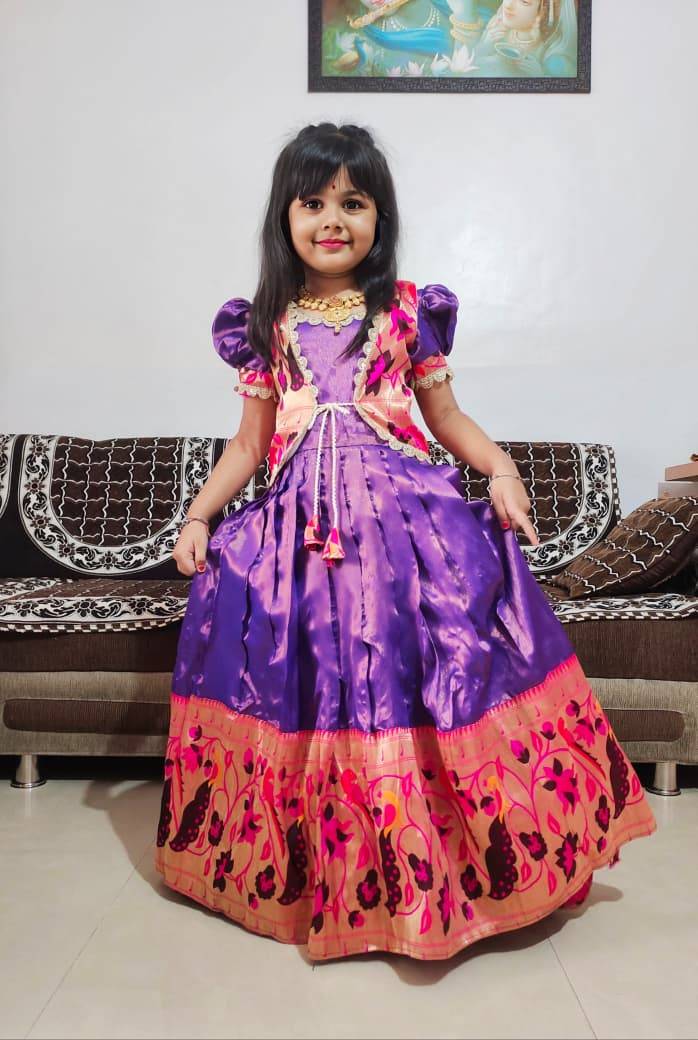 Pv-Kids Gown Vol-12 By Fashid Wholesale 01 To 05 Series Designer Beautiful Collection Occasional Wear & Party Wear Pure Kanjivaram Silk Gowns At Wholesale Price