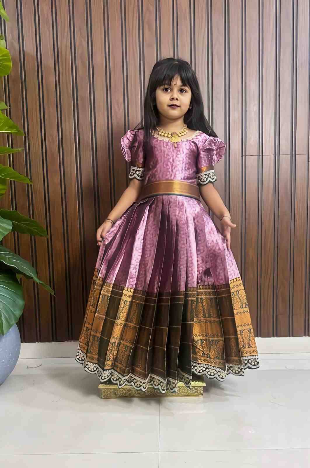 Pv-Kids Gown Vol-13 By Fashid Wholesale 01 To 06 Series Designer Beautiful Collection Occasional Wear & Party Wear Pure Kanjivaram Silk Gowns At Wholesale Price