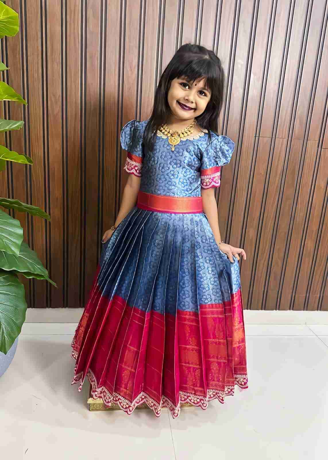 Pv-Kids Gown Vol-13 By Fashid Wholesale 01 To 06 Series Designer Beautiful Collection Occasional Wear & Party Wear Pure Kanjivaram Silk Gowns At Wholesale Price