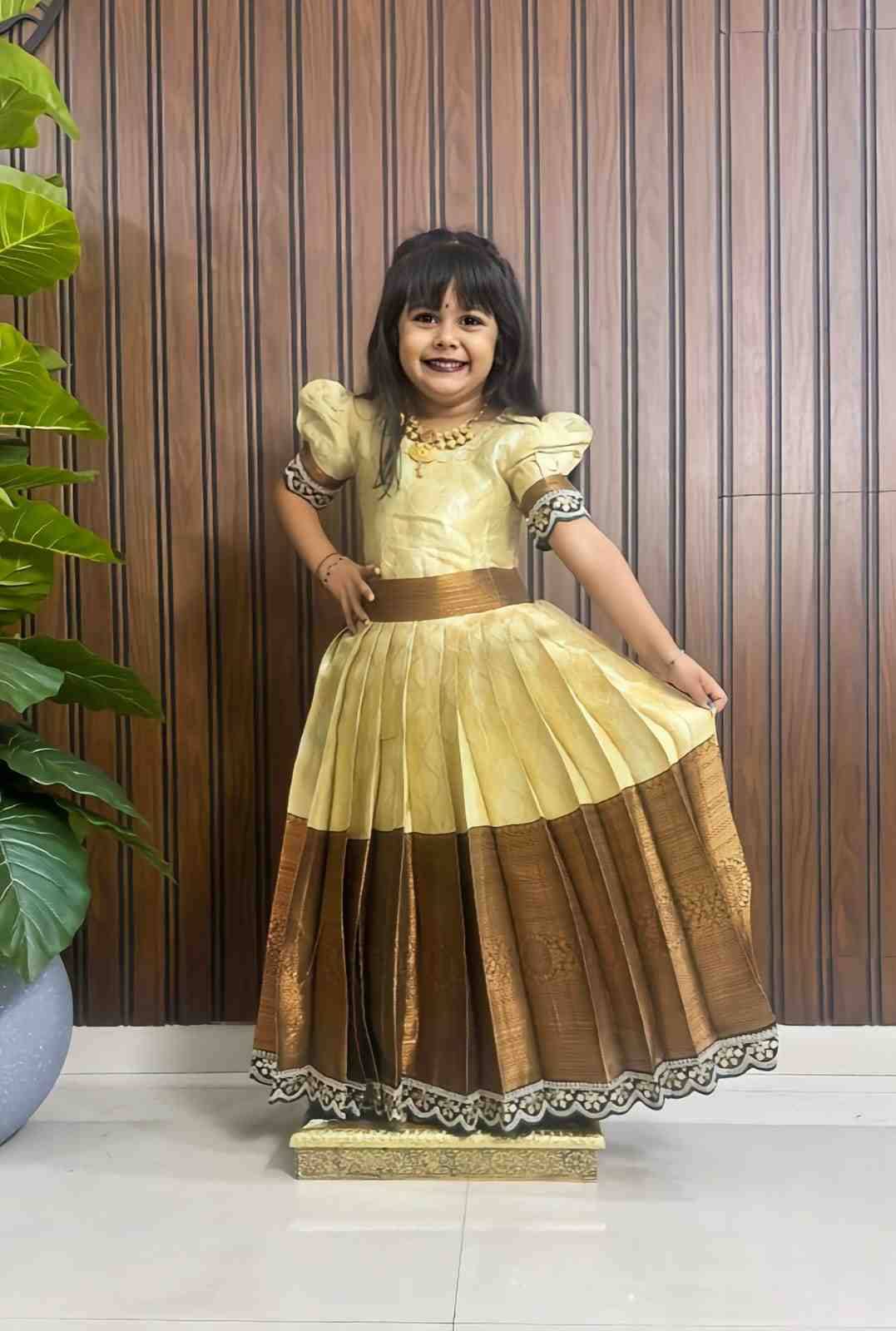 Pv-Kids Gown Vol-13 By Fashid Wholesale 01 To 06 Series Designer Beautiful Collection Occasional Wear & Party Wear Pure Kanjivaram Silk Gowns At Wholesale Price