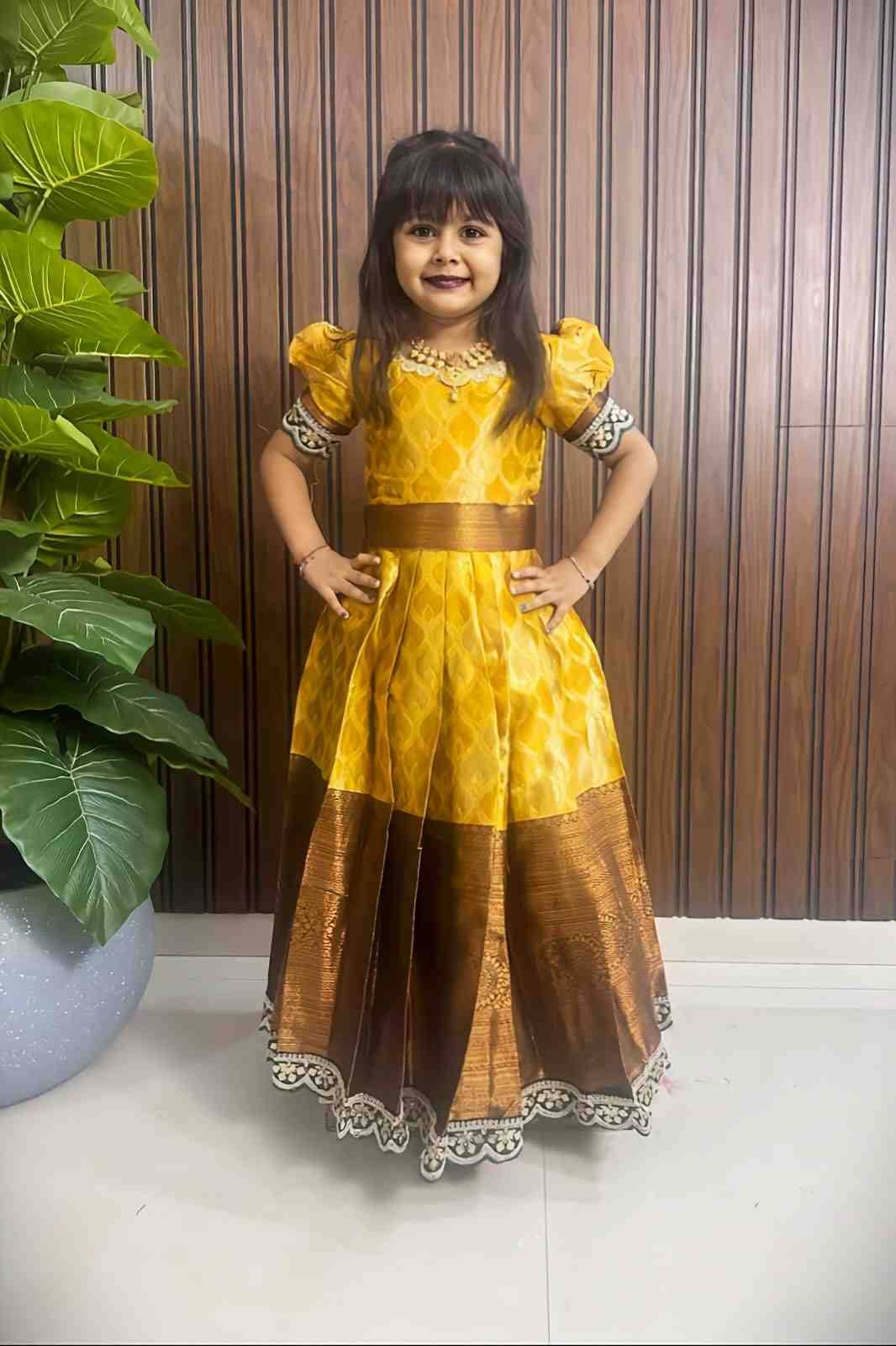 Pv-Kids Gown Vol-13 By Fashid Wholesale 01 To 06 Series Designer Beautiful Collection Occasional Wear & Party Wear Pure Kanjivaram Silk Gowns At Wholesale Price