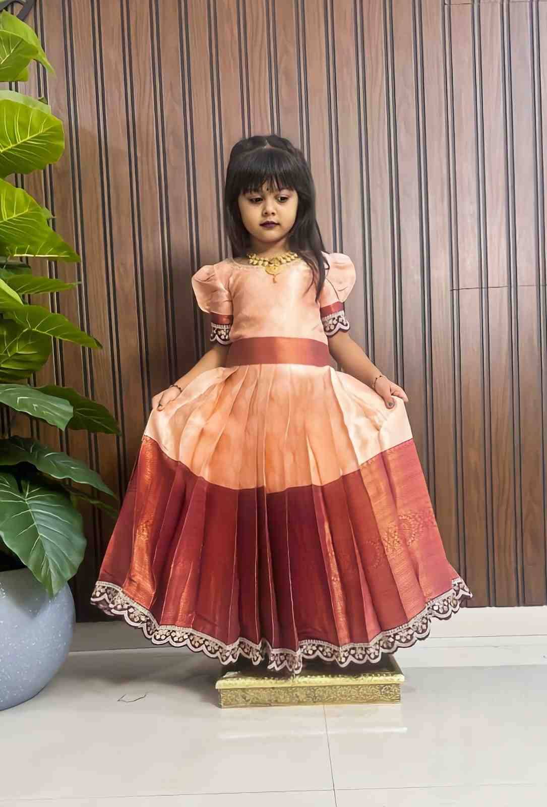 Pv-Kids Gown Vol-13 By Fashid Wholesale 01 To 06 Series Designer Beautiful Collection Occasional Wear & Party Wear Pure Kanjivaram Silk Gowns At Wholesale Price