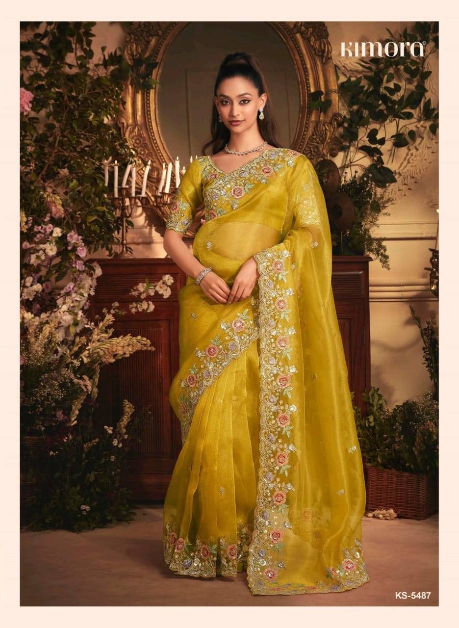 Celebration By Kimora Fashion 5481 To 5491 Series Indian Traditional Wear Collection Beautiful Stylish Fancy Colorful Party Wear & Occasional Wear Fancy Sarees At Wholesale Price