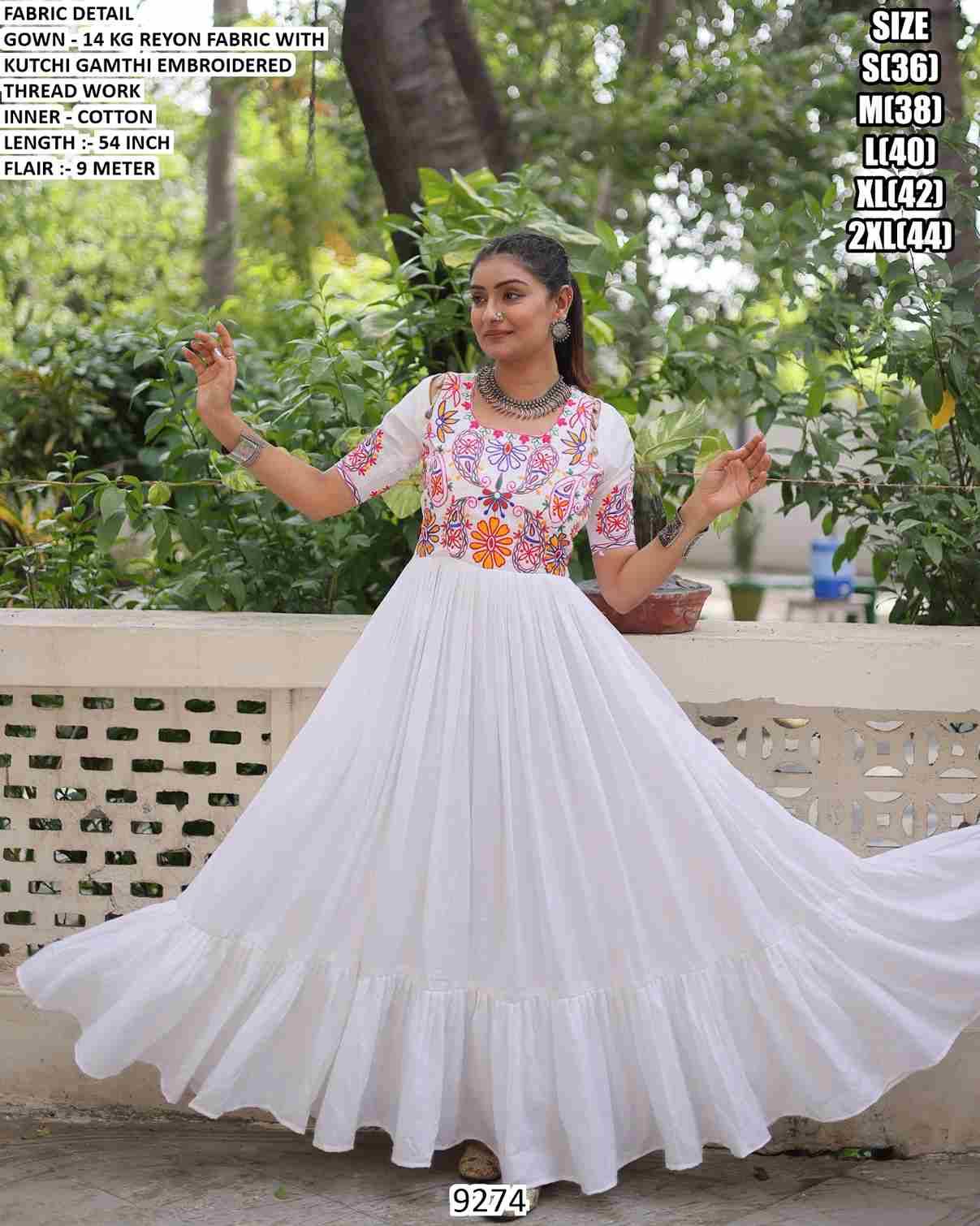 9274 By Fashid Wholesale 9274-A To 9274-B Series Designer Stylish Fancy Navratri Colorful Beautiful Party Wear & Ethnic Wear Collection Rayon Gowns At Wholesale Price