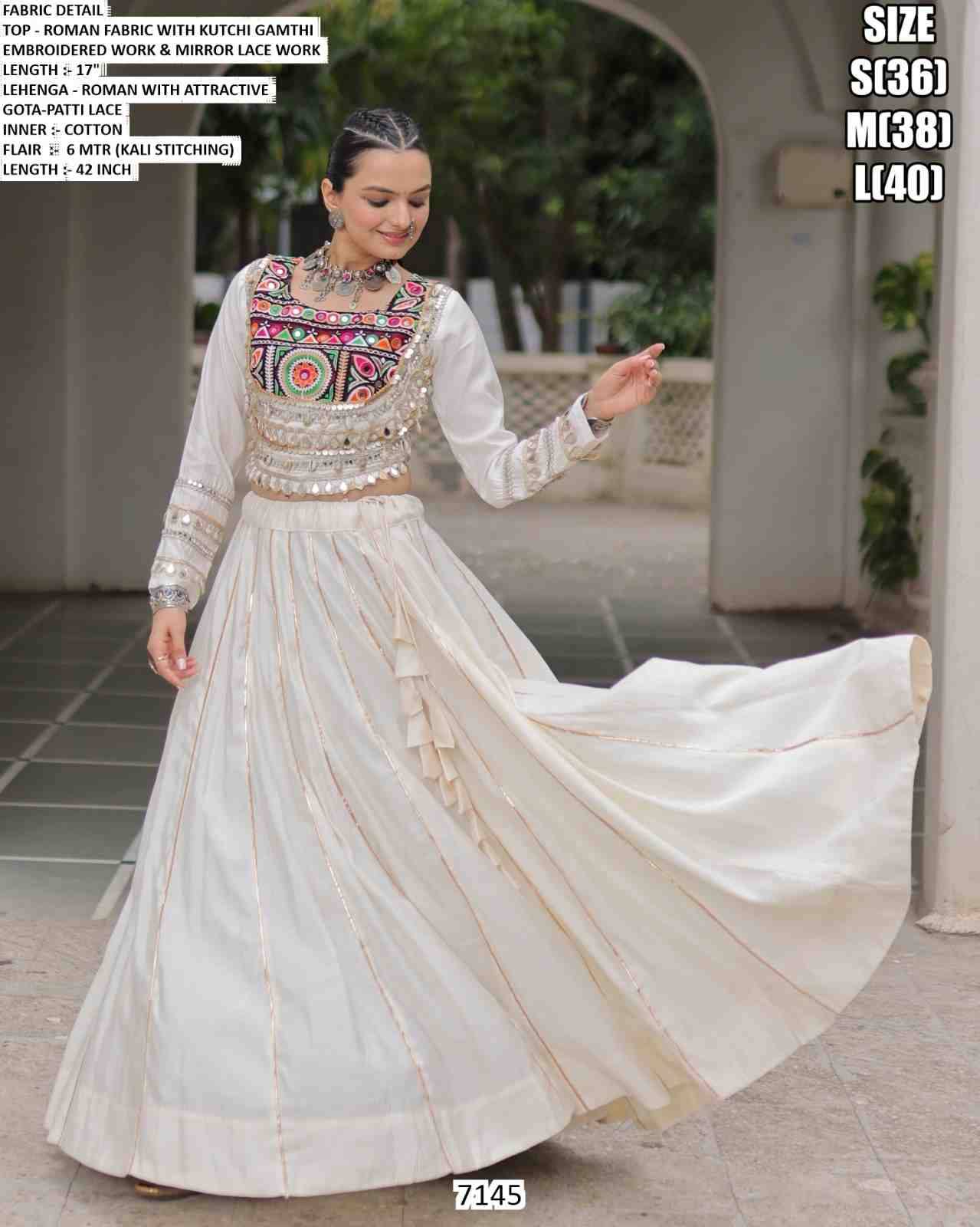 7145 By Fashid Wholesale 7145-A To 7145-E Series Navratri Wear Collection Beautiful Stylish Colorful Fancy Party Wear & Occasional Wear Roman Lehengas At Wholesale Price
