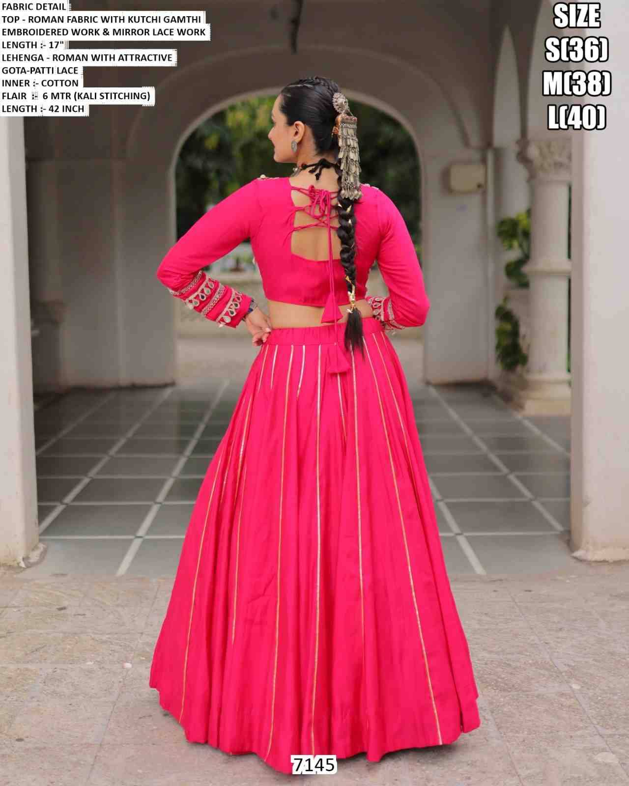 7145 By Fashid Wholesale 7145-A To 7145-E Series Navratri Wear Collection Beautiful Stylish Colorful Fancy Party Wear & Occasional Wear Roman Lehengas At Wholesale Price