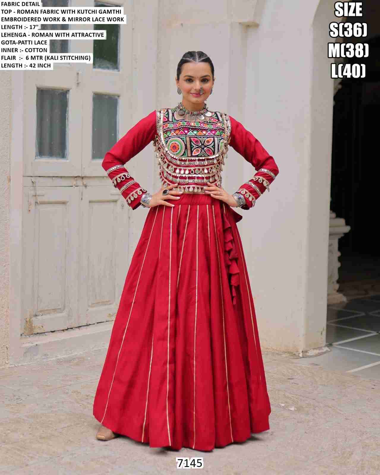 7145 By Fashid Wholesale 7145-A To 7145-E Series Navratri Wear Collection Beautiful Stylish Colorful Fancy Party Wear & Occasional Wear Roman Lehengas At Wholesale Price