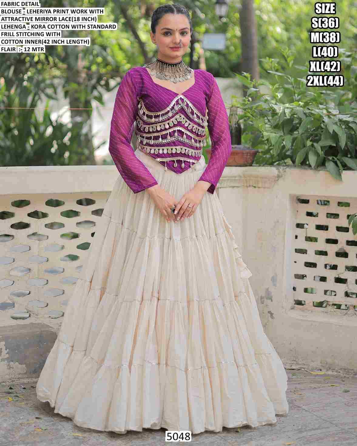 5048 By Fashid Wholesale 5048-A To 5048-E Series Navratri Wear Collection Beautiful Stylish Colorful Fancy Party Wear & Occasional Wear Cotton Lehengas At Wholesale Price