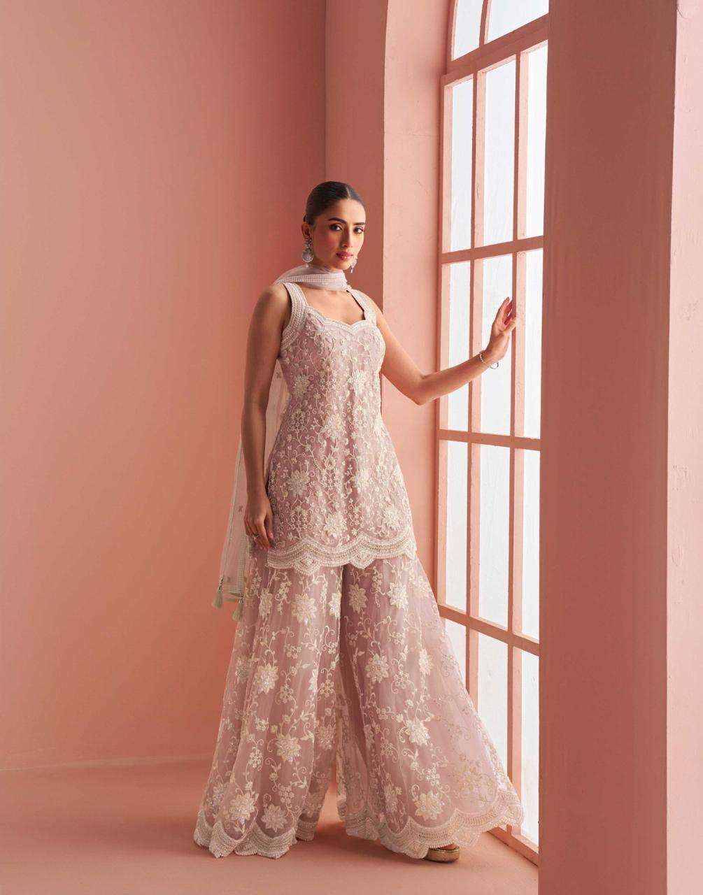 Verona By Sayuri 10088 To 10090 Series Designer Sharara Suits Beautiful Fancy Colorful Stylish Party Wear & Occasional Wear Net Dresses At Wholesale Price