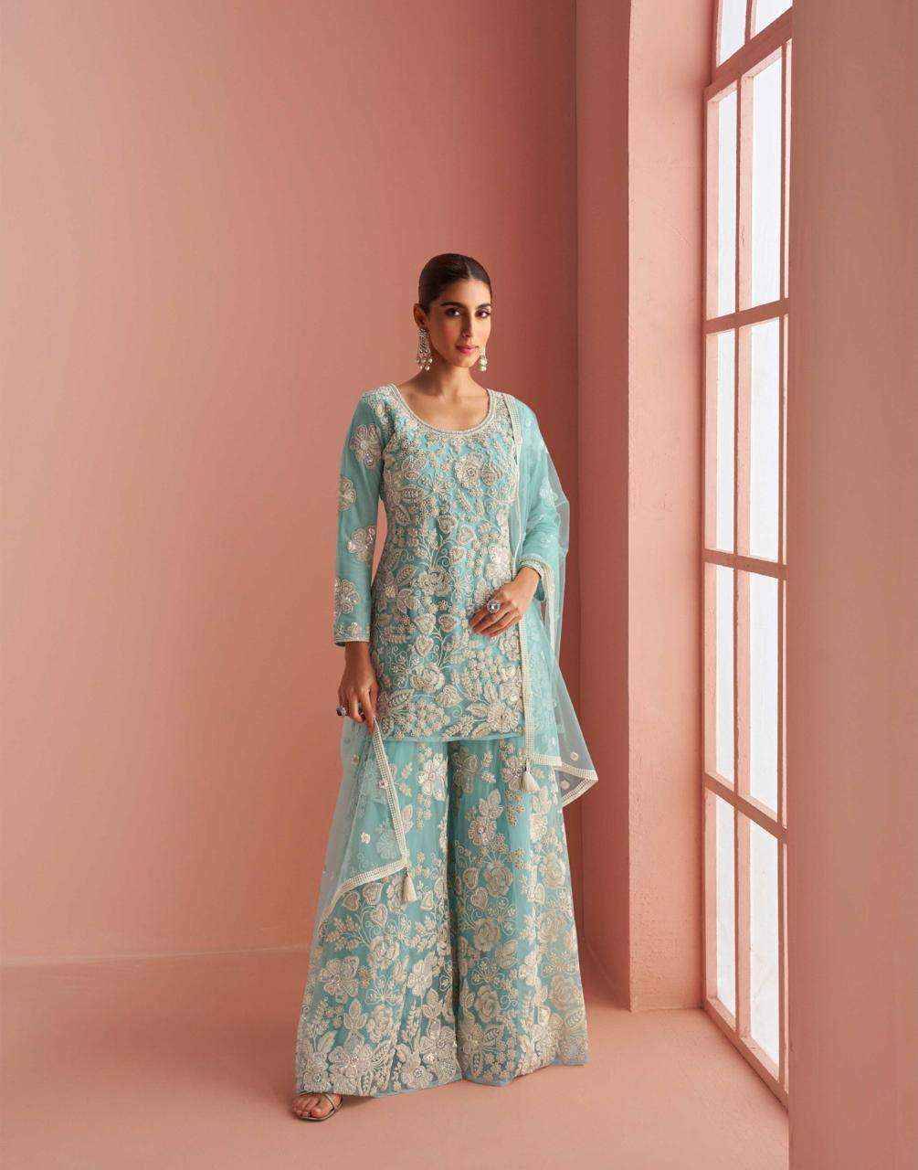 Verona By Sayuri 10088 To 10090 Series Designer Sharara Suits Beautiful Fancy Colorful Stylish Party Wear & Occasional Wear Net Dresses At Wholesale Price