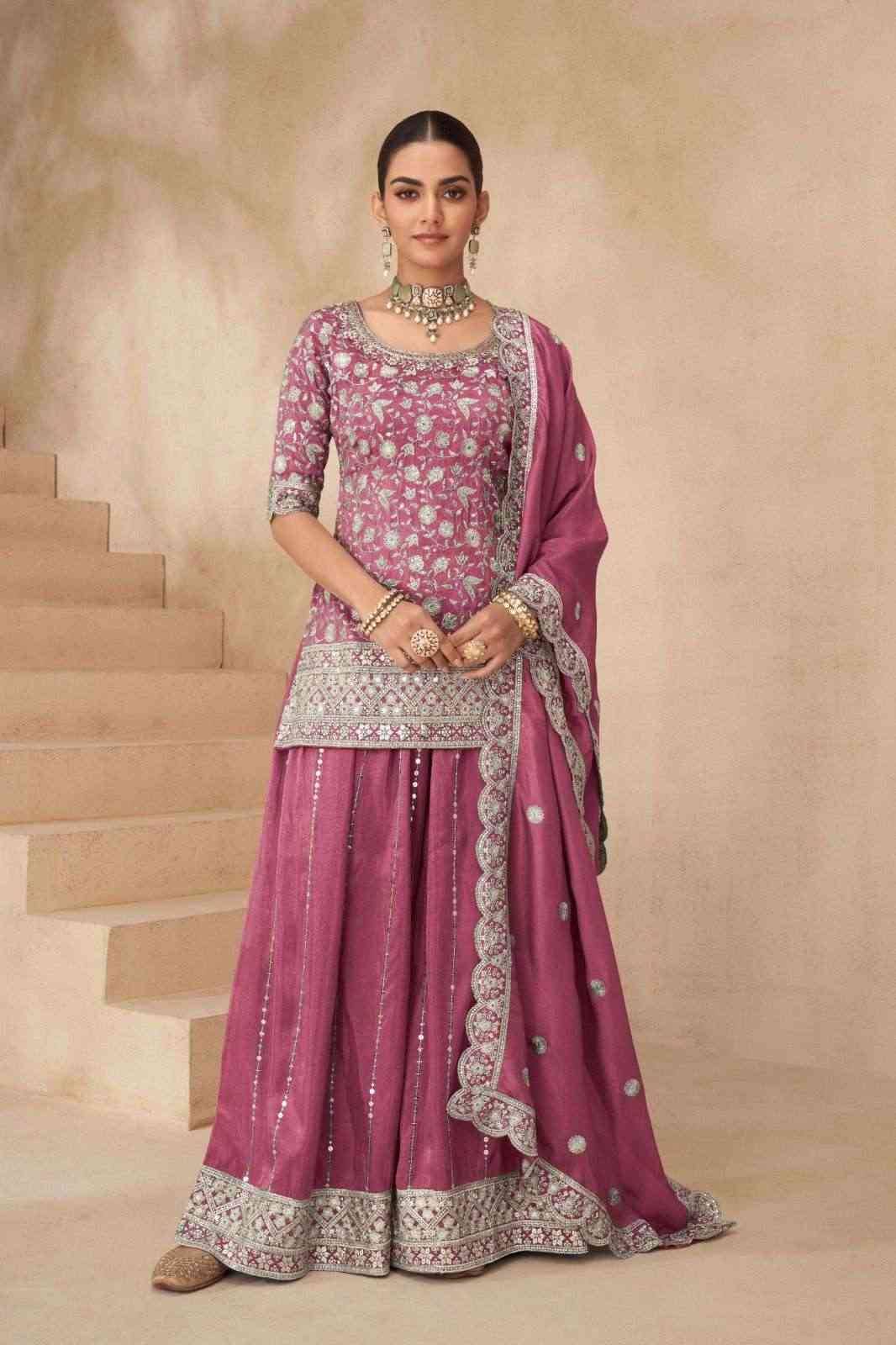 Suhana By Gulkayra Designer 1001-A To 1001-C Series Designer Sharara Suits Beautiful Fancy Colorful Stylish Party Wear & Occasional Wear Simar Silk Dresses At Wholesale Price