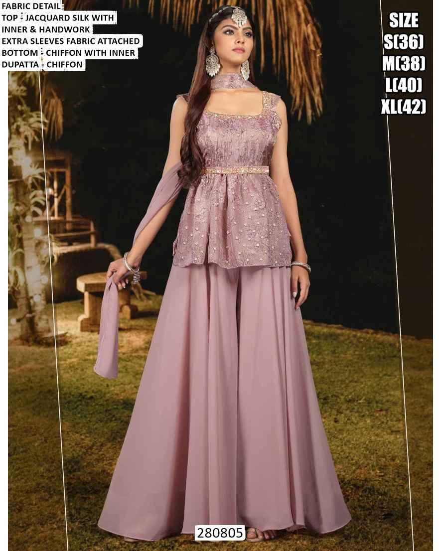 Lucy By Fashid Wholesale 280801 To 280805 Series Beautiful Sharara Suits Colorful Stylish Fancy Casual Wear & Ethnic Wear Jacquard Silk Embroidery Dresses At Wholesale Price