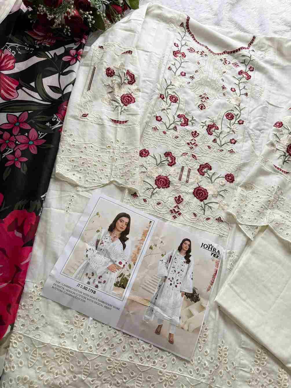 Johra Hit Design 179 Colours By Johra Tex 179-B To 179-C Series Beautiful Pakistani Suits Colorful Stylish Fancy Casual Wear & Ethnic Wear Cambric Cotton Embroidered Dresses At Wholesale Price