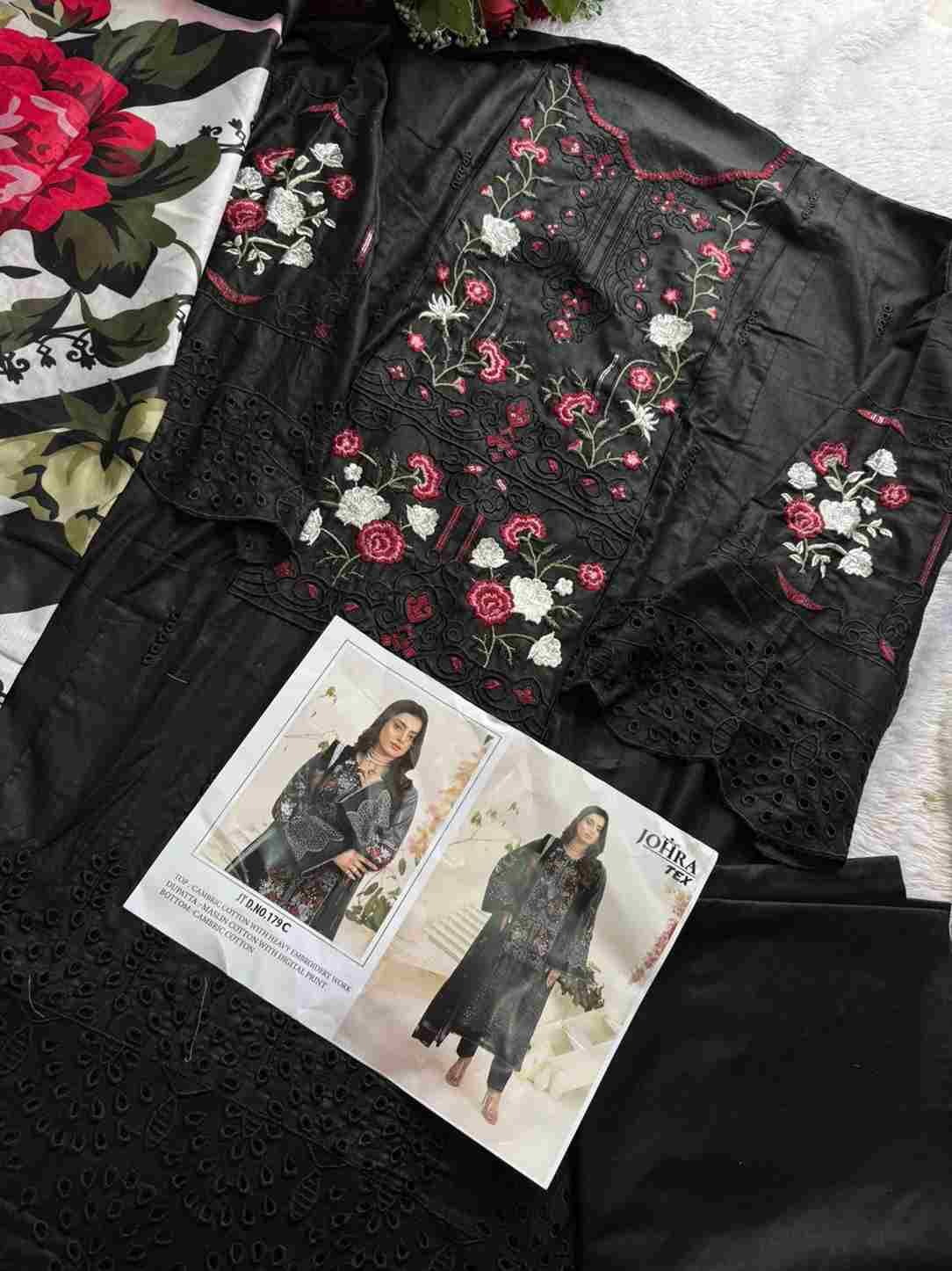 Johra Hit Design 179 Colours By Johra Tex 179-B To 179-C Series Beautiful Pakistani Suits Colorful Stylish Fancy Casual Wear & Ethnic Wear Cambric Cotton Embroidered Dresses At Wholesale Price
