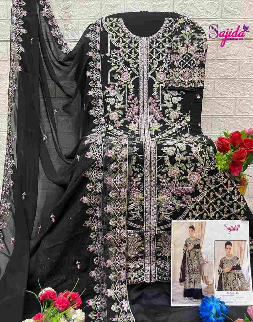 Sajida Hit Design 1087 By Sajida Designer Suit Beautiful Pakistani Suits Colorful Stylish Fancy Casual Wear & Ethnic Wear Heavy Faux Georgette Embroidered Dresses At Wholesale Price