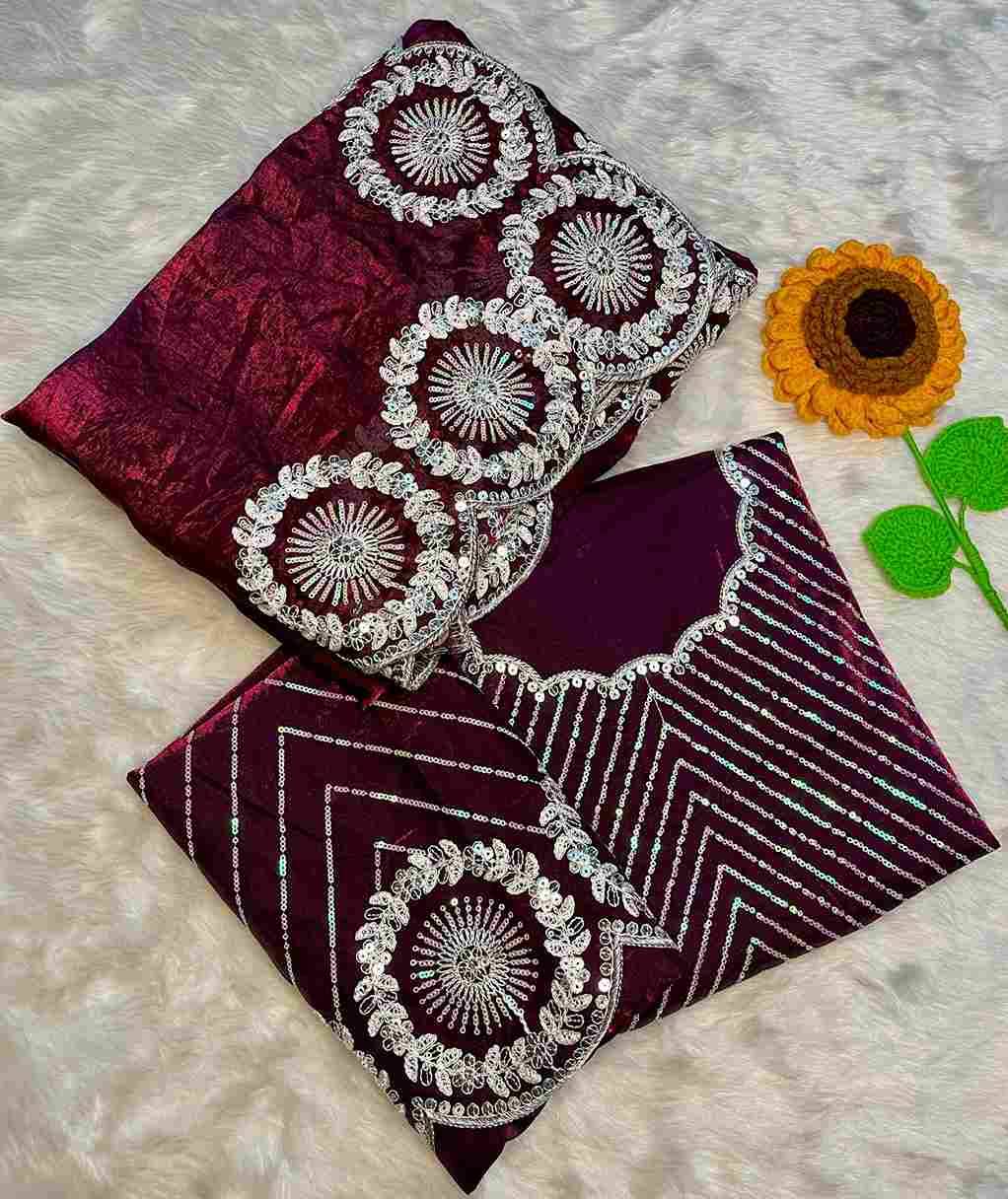 Vs-Trisha By Fashid Wholesale 01 To 04 Series Indian Traditional Wear Collection Beautiful Stylish Fancy Colorful Party Wear & Occasional Wear Premium Fandy Satin Sarees At Wholesale Price
